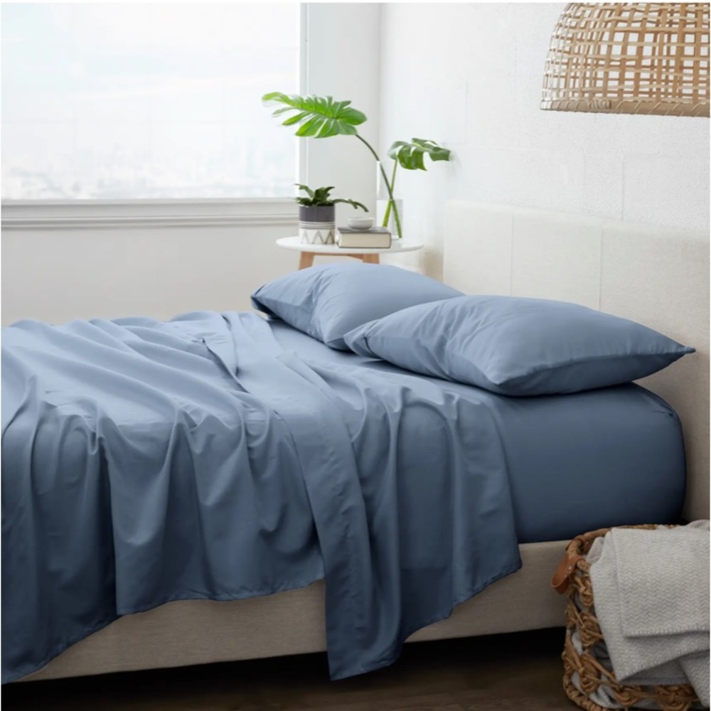 HOMESPUN Solid Sheet 4-Piece Set- STONE, Size King